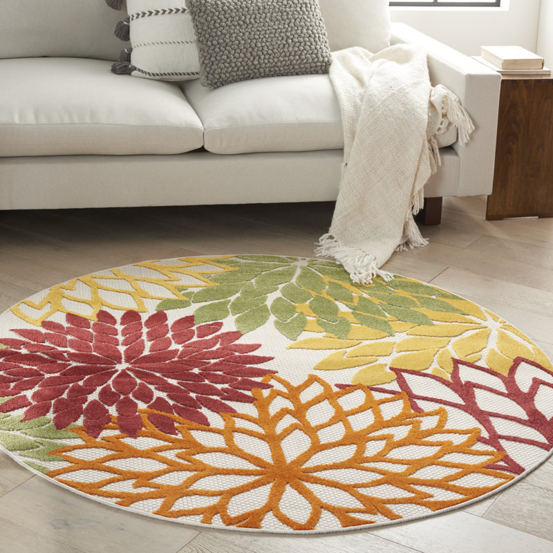 Abela Floral Indoor Rug, Round 5'3"