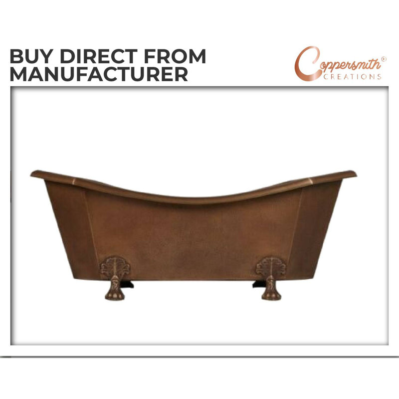 Copper Bathtub 1700mm x 890mm Soaking Copper Bathtub