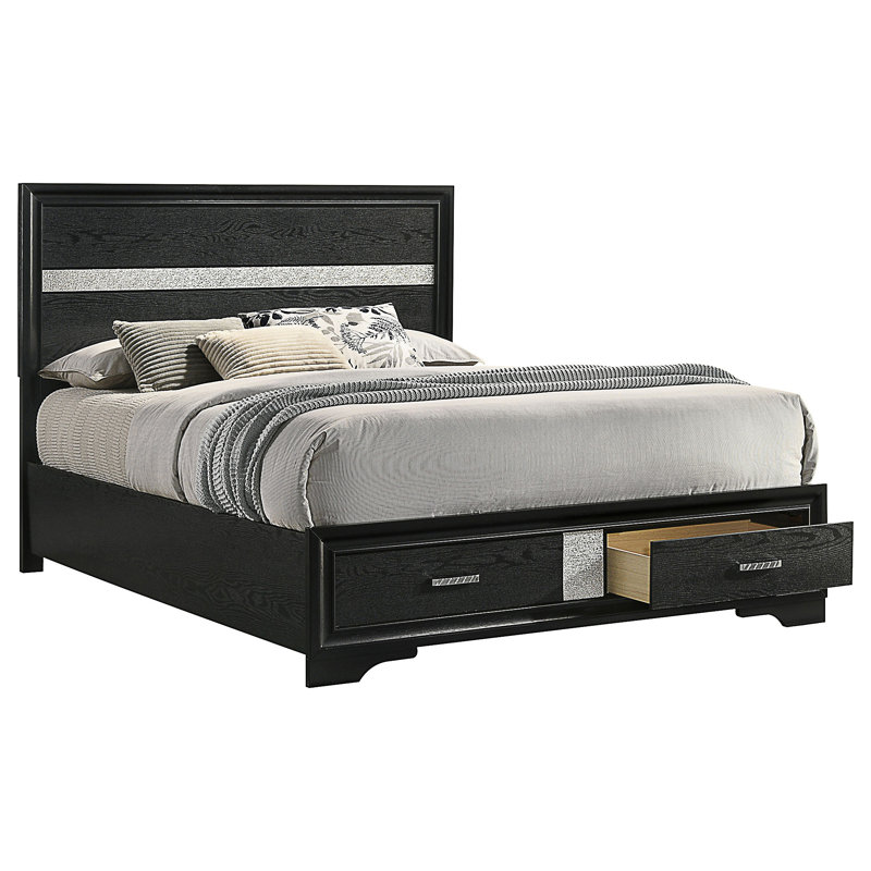 Orchid Black Queen Storage Panel Bed