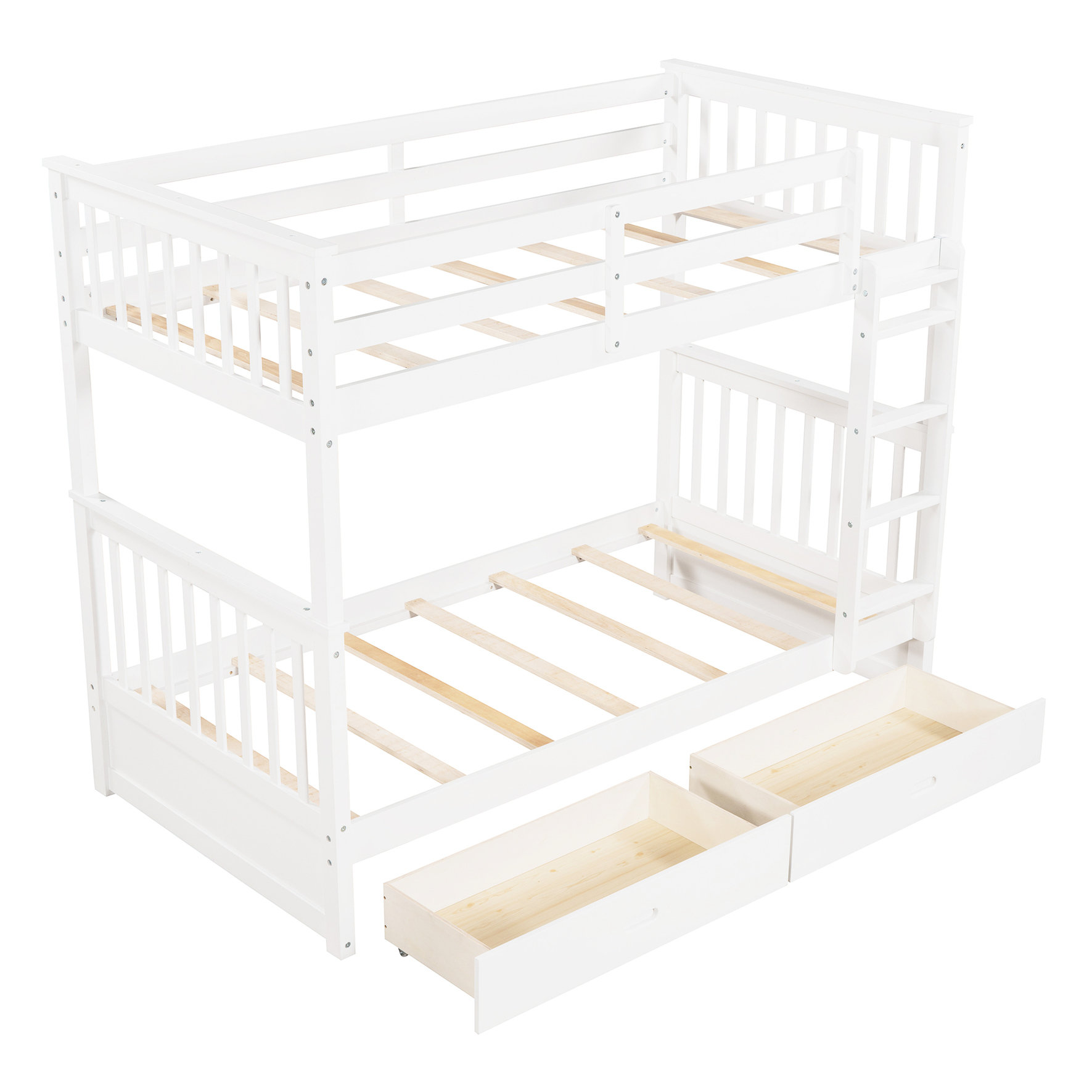 Latitude Run® White Twintwin Bunk Bed With Storage And - Stable Bedroom ...