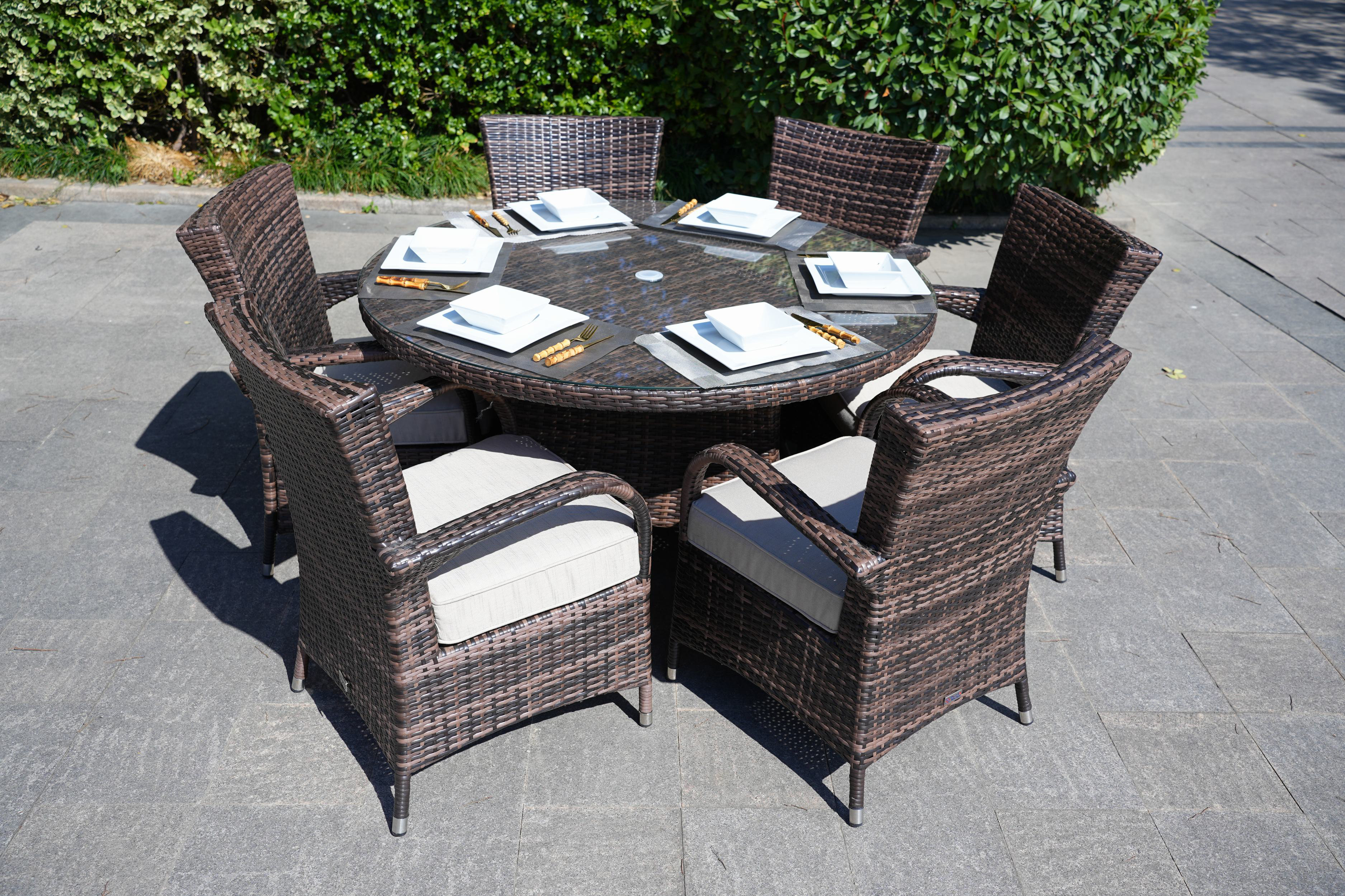 Therasa Round 6 Person 53.15 Long Dining Set with Cushion