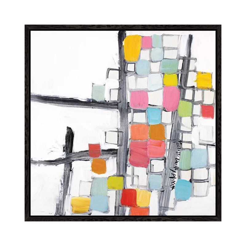 Abbreviated 1 Piece Painting on Canvas, 45.72cm H x 45.72cm W x 3.81cm D, Black Framed