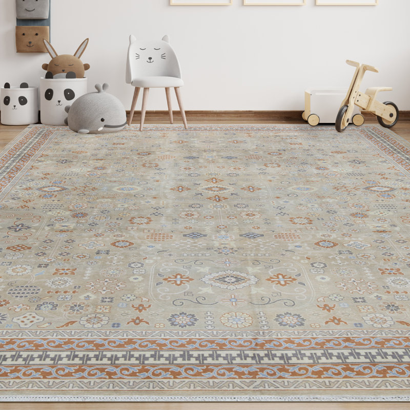 Cotton Oriental Area Rug in Camel/Rust