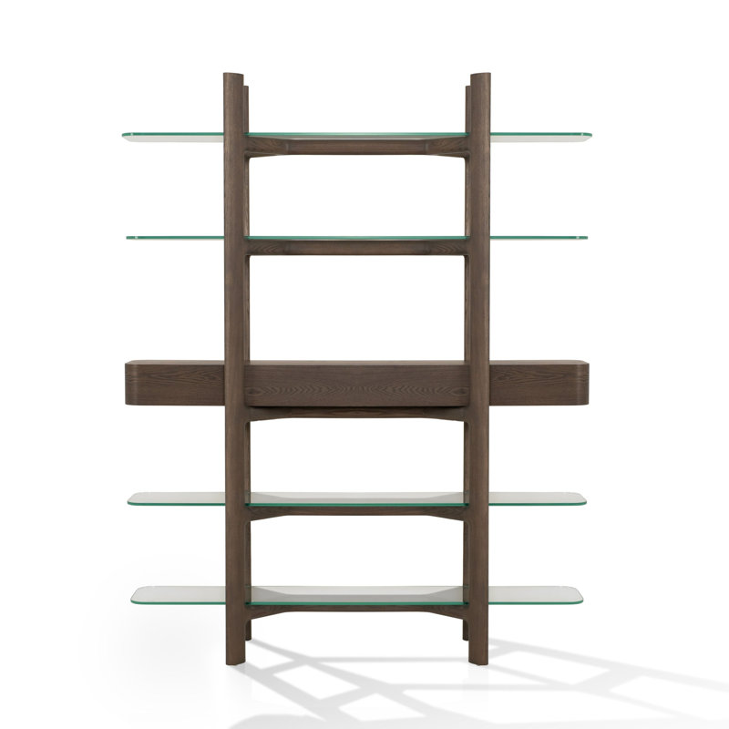 Rinaldi - Mid-century Modern Grey Ash + Glass Bookshelf