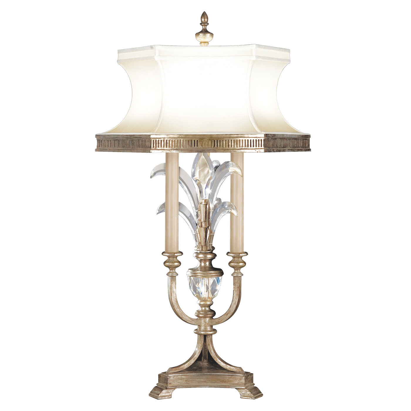 Brass Crystal Girandole Lamp, 5 Light Candelabra Brass Lamp, 32