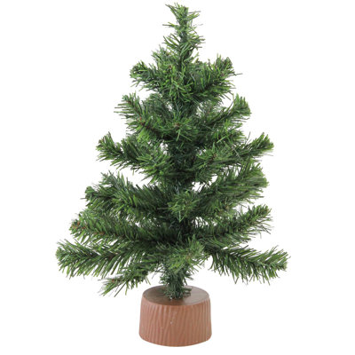 12" Mini Canadian Pine Full Artificial Christmas Tree in Faux Wood Base - Unlit