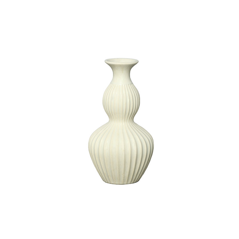 Vase en céramique à finition brillante blanc, H 13,5 po x l 7,5 po x P 7,5 po