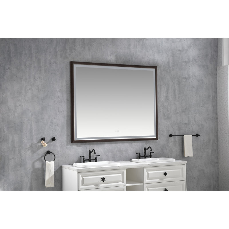 Miroir de salle de bain 60 "x 48" à DEL avec cadre en aluminium, 48 po x 60 po