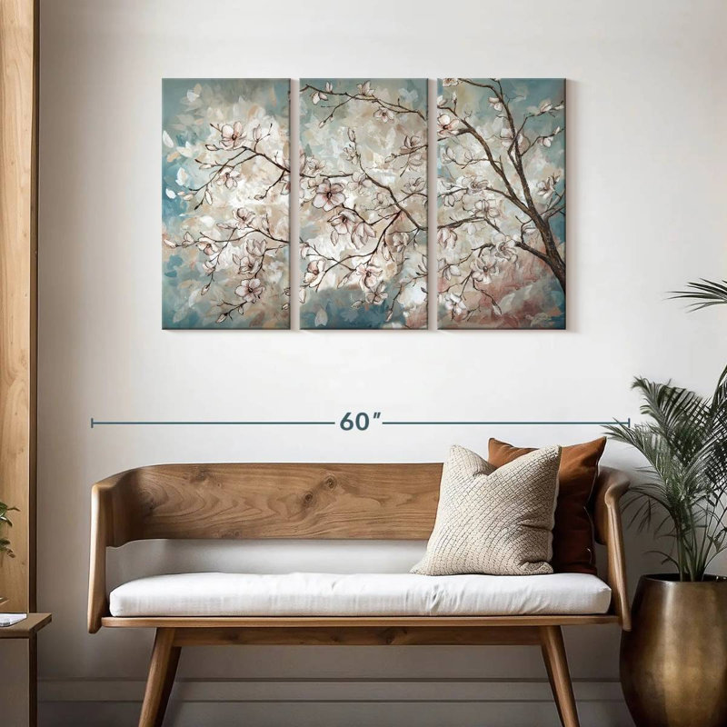Harnek Magnolia Branches On Blue I, H 28 po x l 45 po