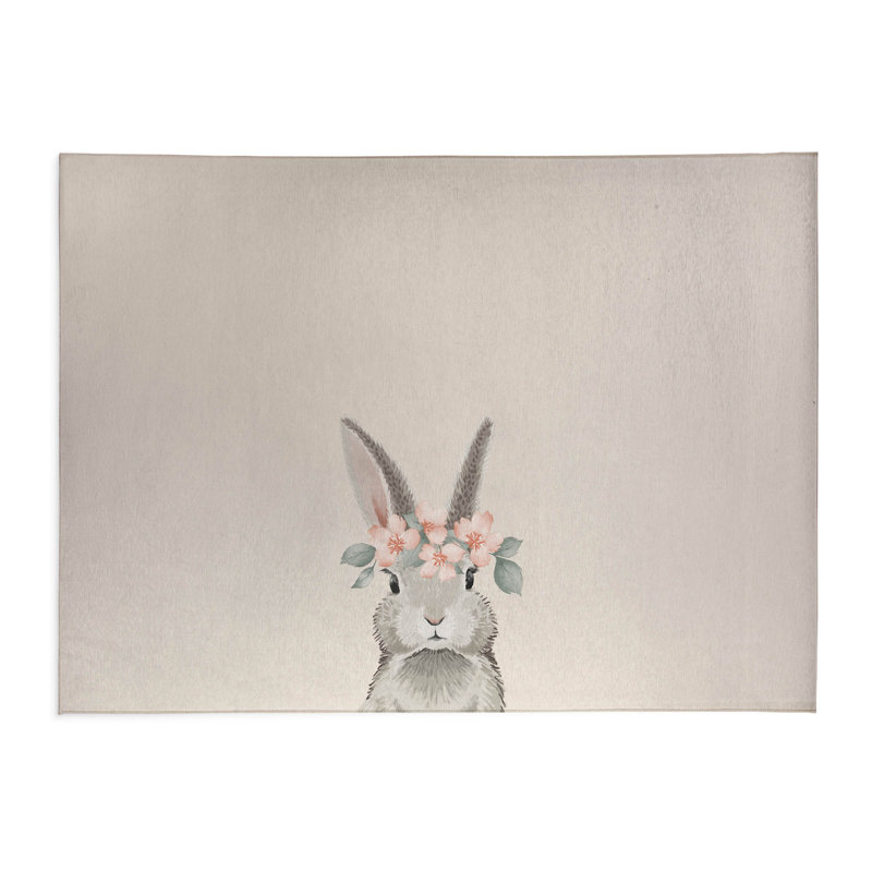Bunny Kids Play Mat, Rectangle 5' x 7', Ivory