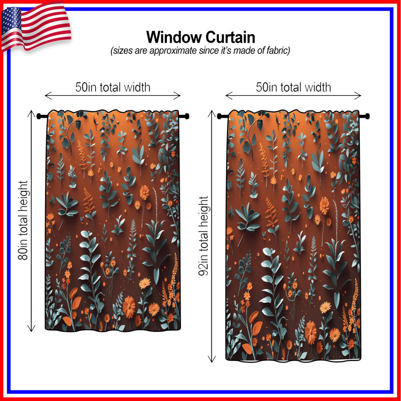 Rideaux à motif floral, voilages et voilages à motif floral - 1 panneau, 50 po x 92 po - 1 panneau, Transparent