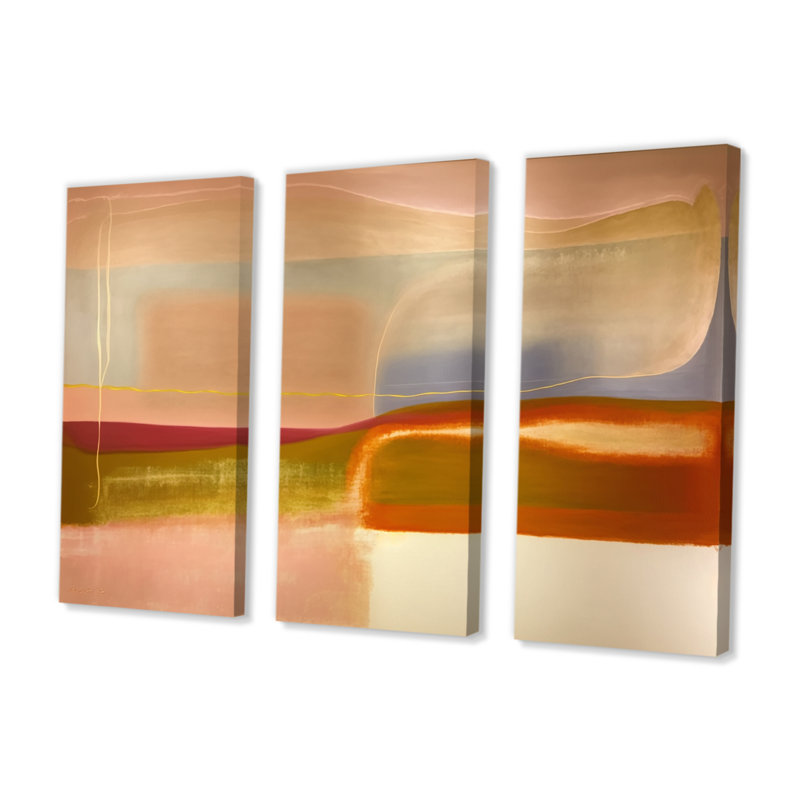 Arslaan - 3 pièces, peinture sur toile, H 32 po x l 48 po x P 1 po, Toile tendue