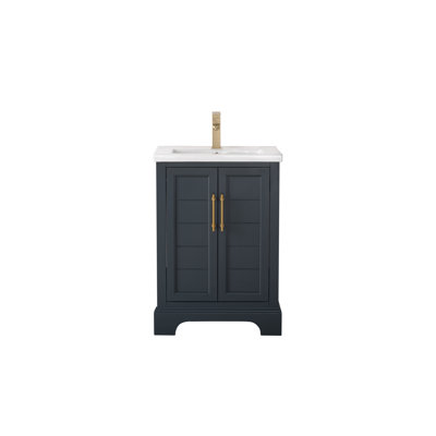 Vannes 24" Single Sink Freestanding Bathroom Vanity with Ceramic Top 