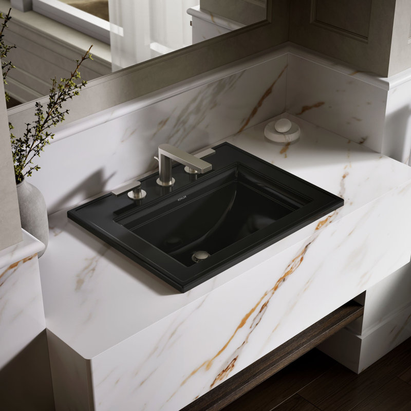 Memoirs® Stately Drop-in Bathroom Sink, Black, 8" Centers