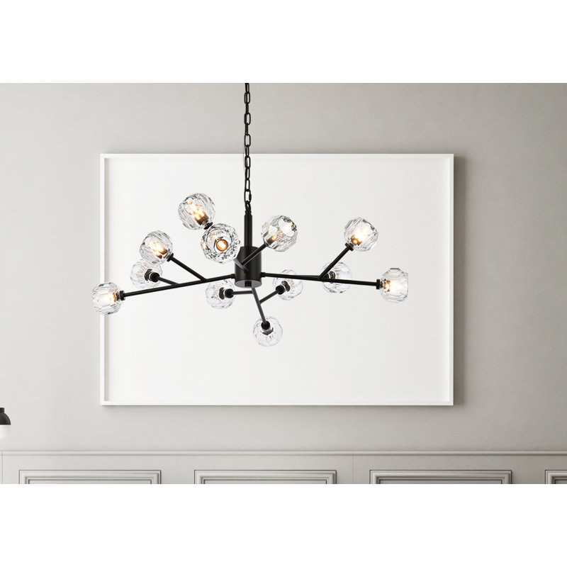 Luminaire suspendu unique à 12 lumières Akisha, Noir