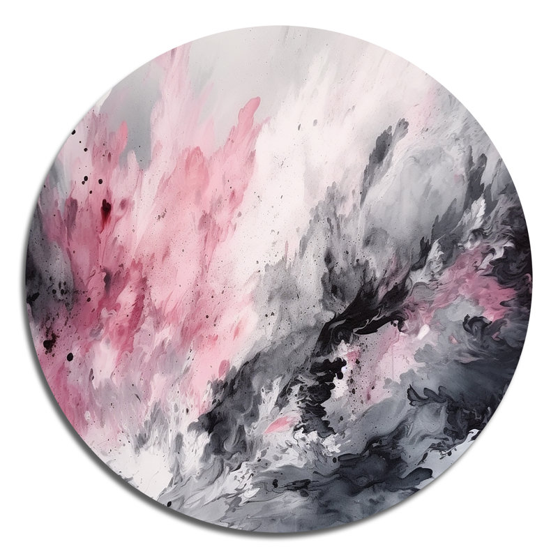«Evolving In Pink Grey», encre liquide abstraite, H 23 po x l 23 po x P 1 po