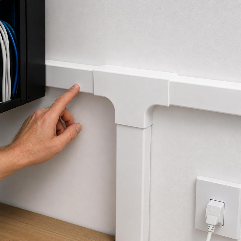 Cable Trunking TEE Connector, 25mm x 16mm, White, Pack of 10, 1cm H x 1.5cm W x 1cm D