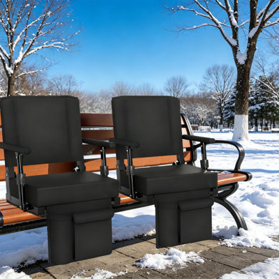 2Pk Padded Stadium Seat With Back Support & Armrests, Folding Bleacher Chair, 400 Lbs Capacity, Anti-Slip Bottom With Hooks, 8 Lbs Portable Stadium Cushion With Shoulder Strap & Storage Pockets