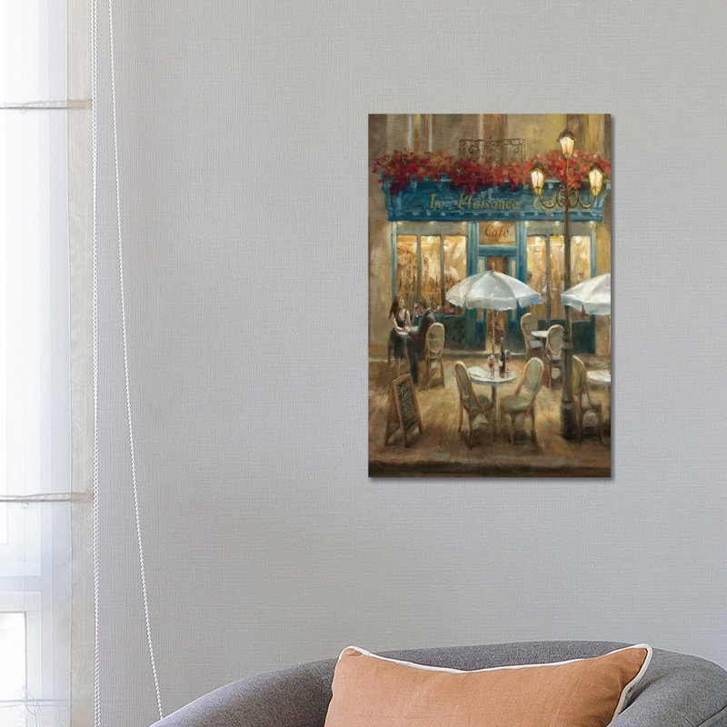 Paris Cafe I Crop by Danhui Nai - Painting on Canvas, 66.04 cm H x 45.72 cm W, Black Floater Framed
