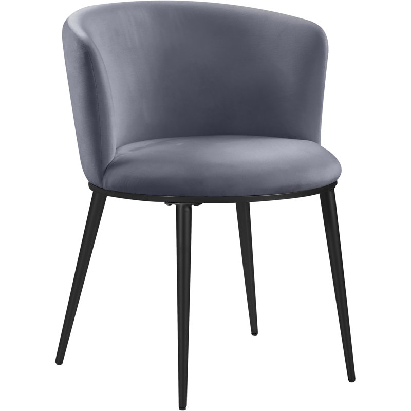 Chaise en velours Skylar, Velours gris, Noir mat