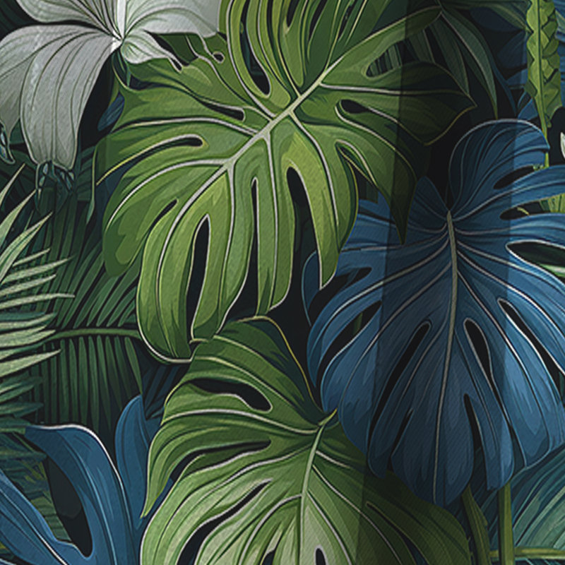 Motif tropical bleu azur et vert auvent II - Rideau occultant - 1 panneau, L 52 po x L 95 po