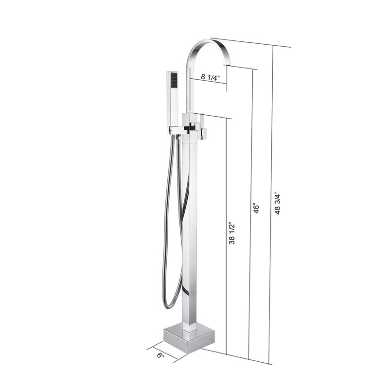 Freestanding Bathtub Faucet With Hand Shower, Chrome