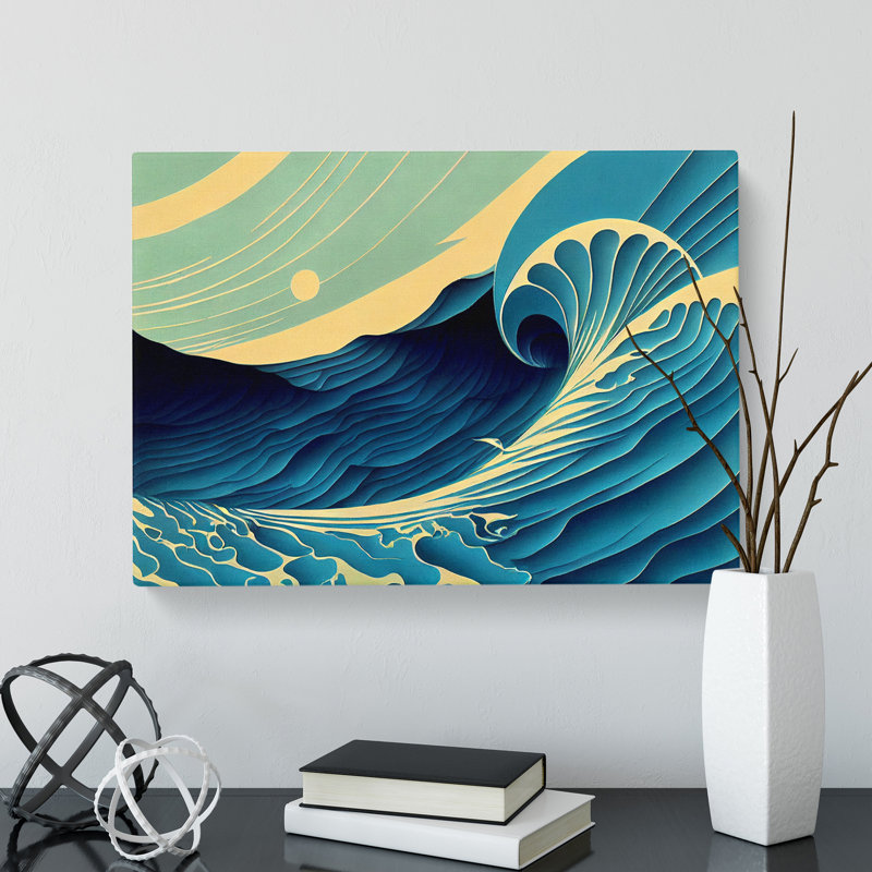 Art Deco Ocean Wave - Wrapped Canvas