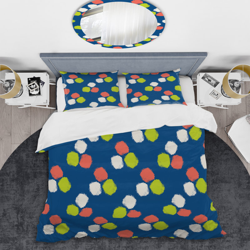Ensemble de housse de couette en microfibre vert / rose / bleu 2 pièces, Housse de couette simple + 1 taie décorative stan