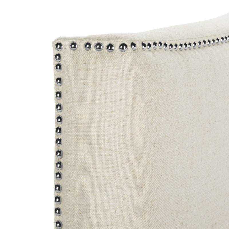 Laken Upholstered Headboard, Twin, Beige Linen, Silver