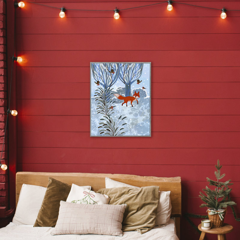 Festive Fox Winter Woodlands, giclée encadrée, design par Kay Widdowson, H 30 po x l 24 po, Estampe numérique Farmhouse