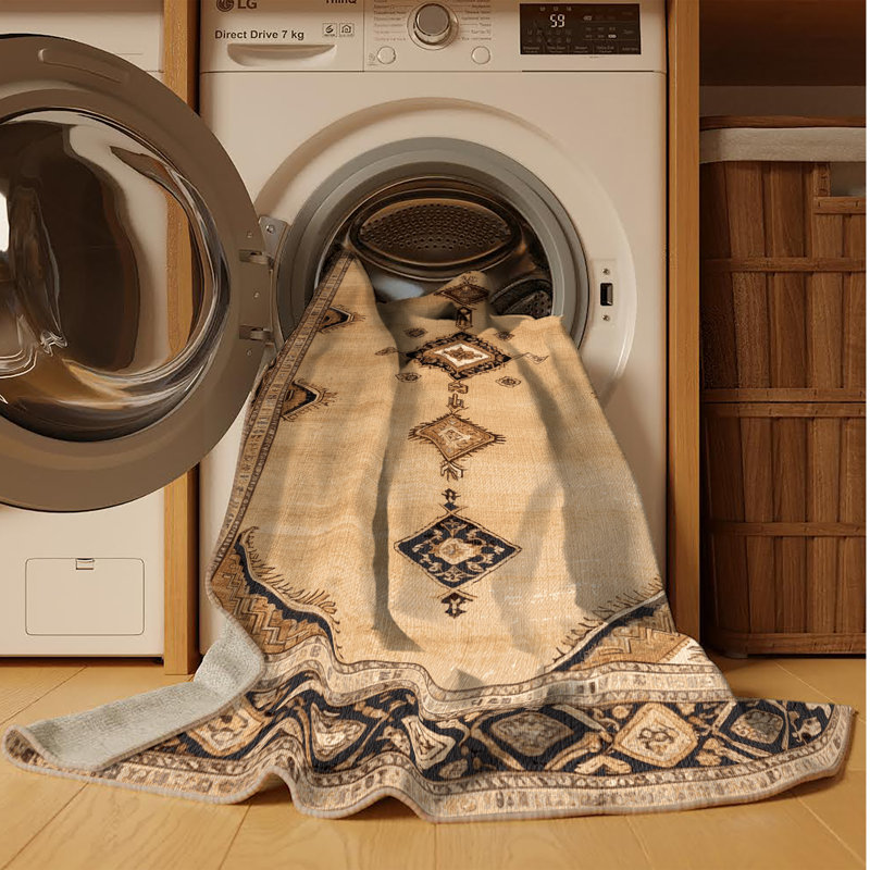 Tapis brun lavable à la machine, Rectangle 6 pi x 9 pi