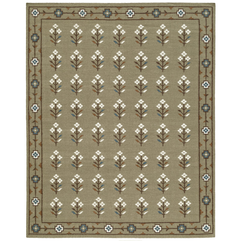 Tapis d'intérieur en laine Heidi, Vert, 7 pi 9 po x 9 pi 9 po