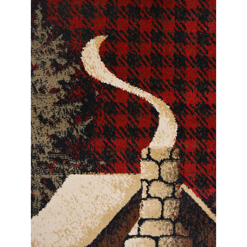 Tapis rouge tissé à la machine Hinds, Tapis de couloir 2 pi 3 po x 7 pi 7 po