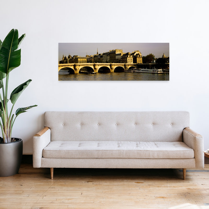 Pont neuf, Paris, France, ville abstraite romantique, art mural, H 16 po x l 48 po
