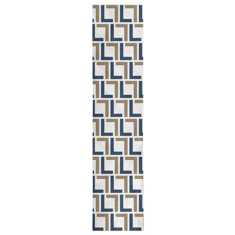 Chemin de table Carolina, 72 po x 16 po, polyester, Bleu millénaire / or nouveau siècle