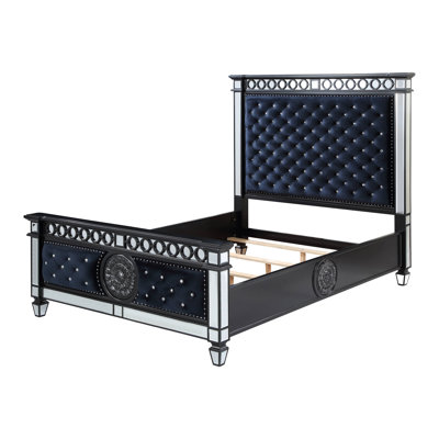 Lit tapissier standard noir et bleu marine Kleppinger