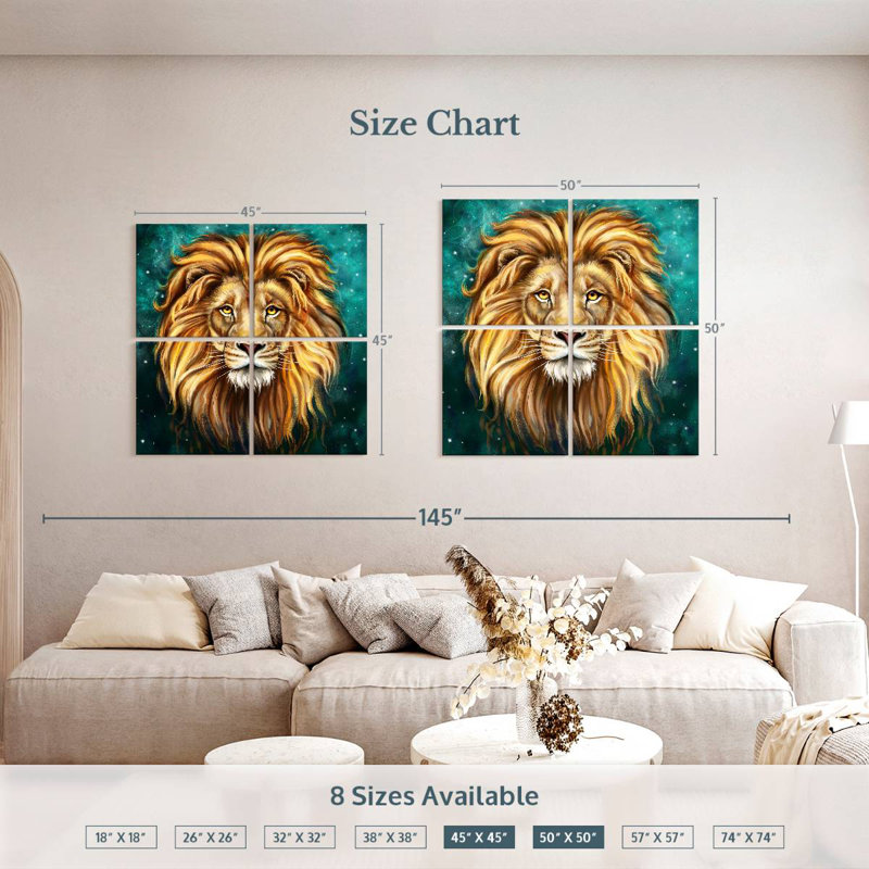 Magnifique tête de lion Brampt, H 50 po x l 50 po