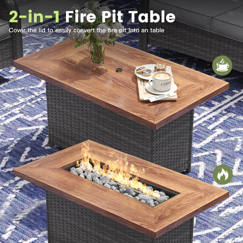 Foyer de table au propane pour l'extérieur, Gris