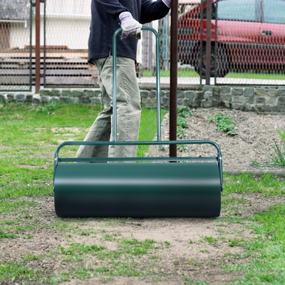 Metal Push Lawn Roller,13-Gallon Water Sand Filled