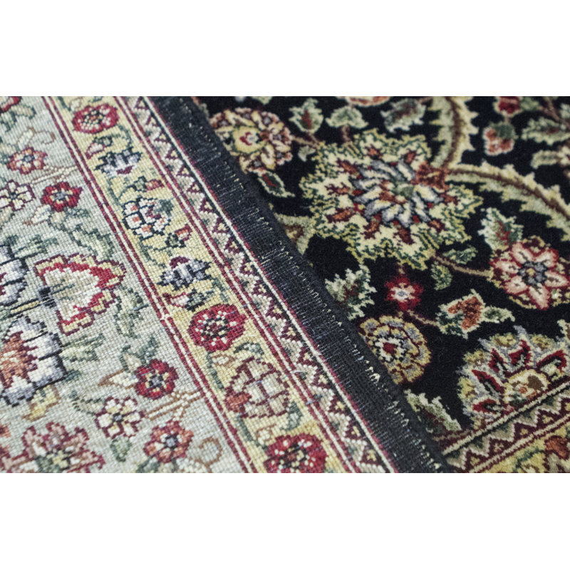 Manchuria Wool Oriental Area Rug in Black/Blue/Red/Green