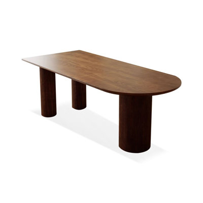 Nut-brown Half-circle Solid Wood Dining table