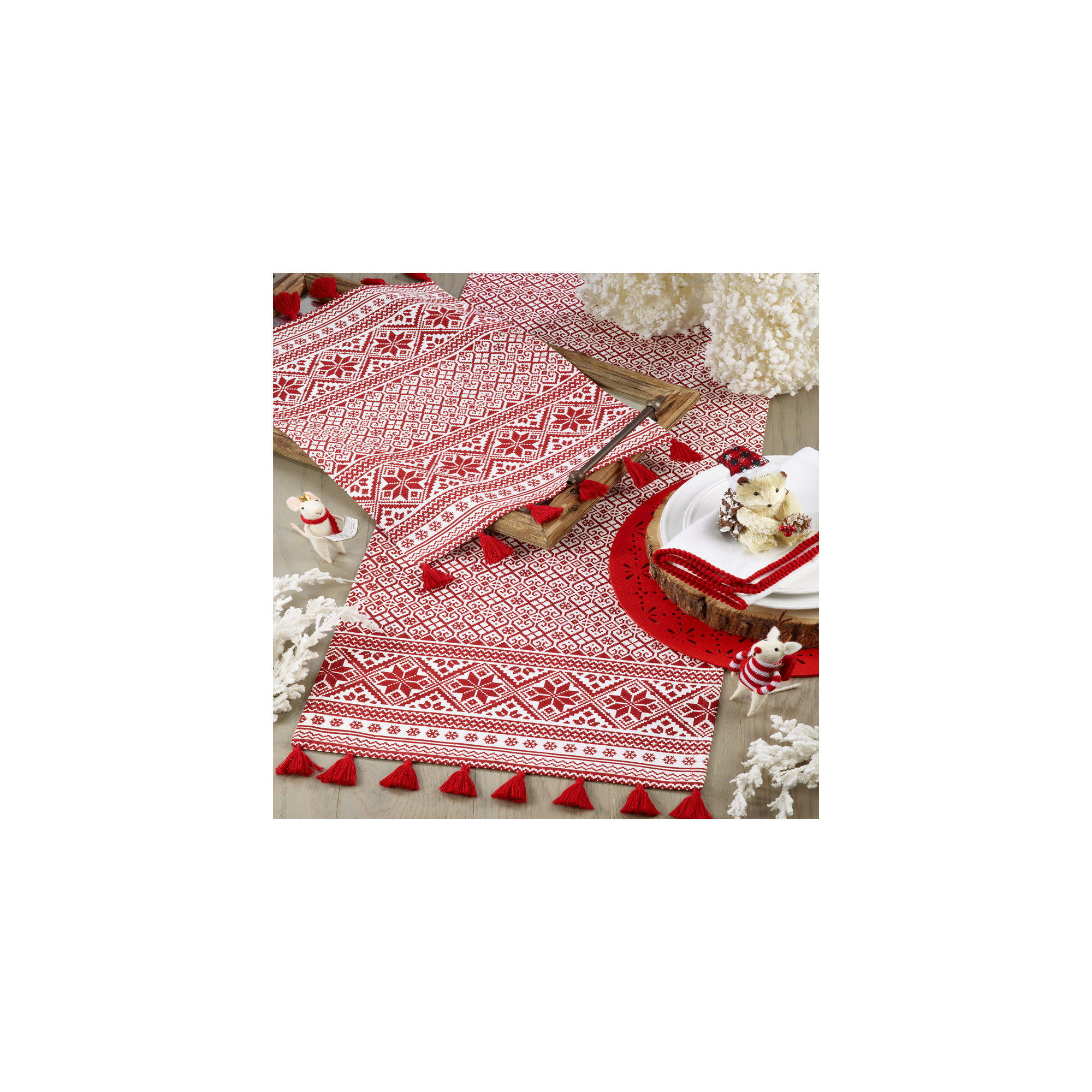 Jayapura Geometric Christmas Table Runnner, 16" x 72"