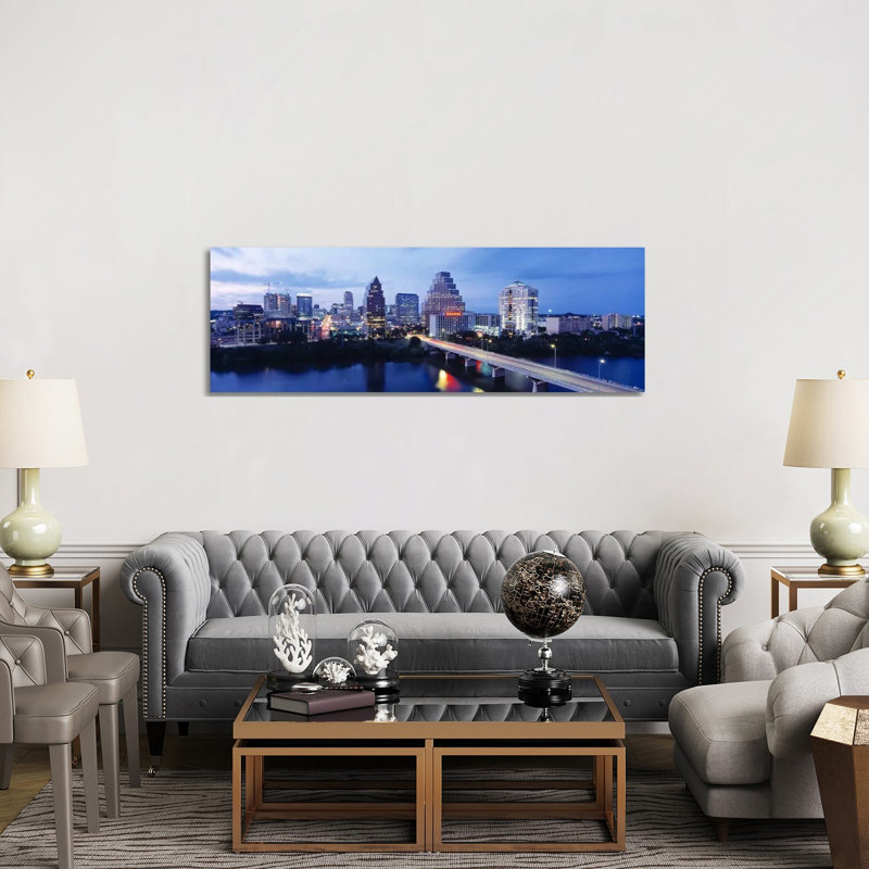 Night, Austin, Texas, USA - Wrapped Canvas Panoramic Print, 152.4 cm H x 50.8 cm W x 3.175 cm D