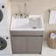 Évier de cuisine 30 po avec lavabo à surface solide et armoire de rangement autoportante brun clair