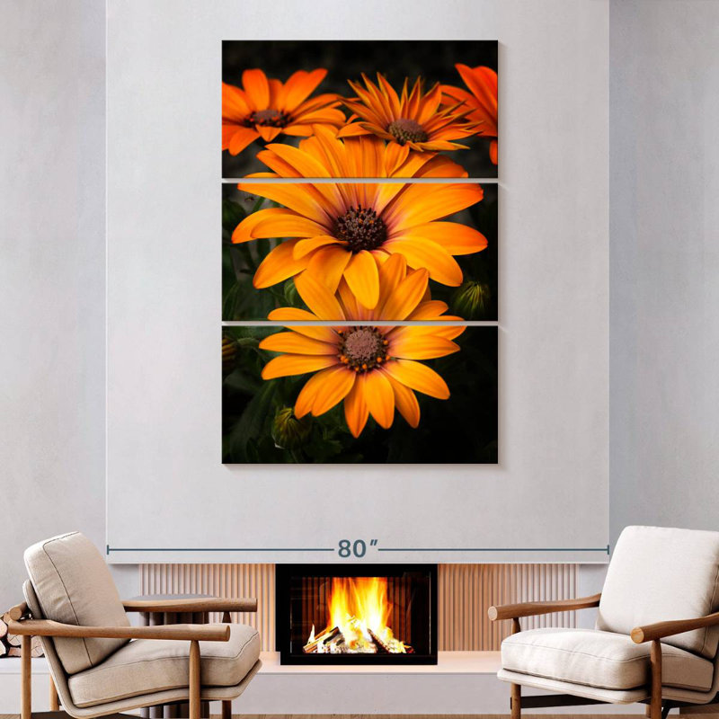 Fleurs de jardin orange Harnek, H 74 po x l 48 po