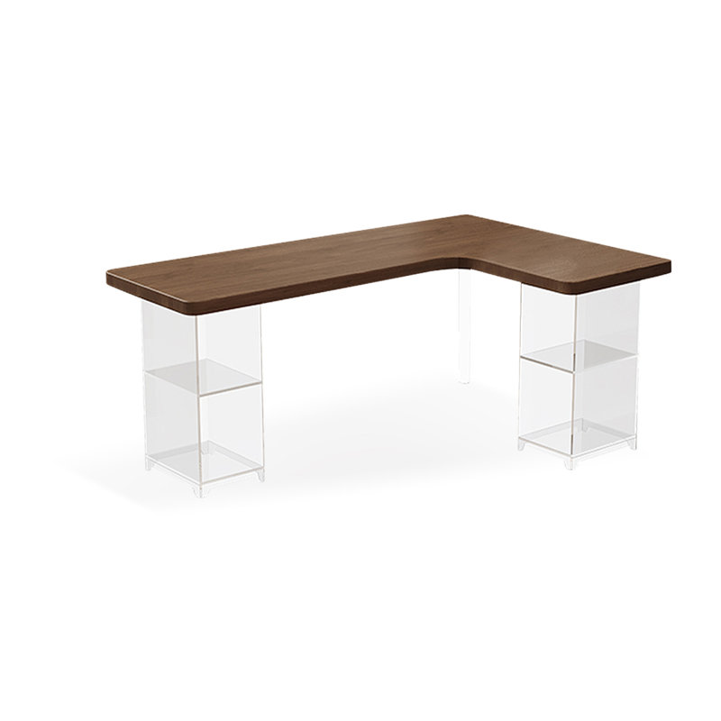 Brun clair + bureaux rectangulaires en bois massif transparent + acrylique, H 29,53 po x l 62,99 po x P 47,24 po