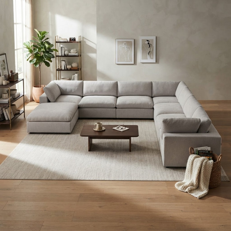 Canapé modulaire rembourré 8 pièces Nuccio, Light Grey