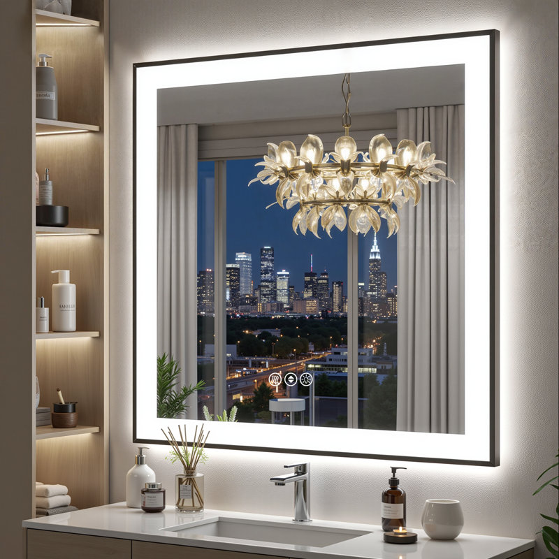 Miroir de salle de bain Lunara, 38 po x 38 po