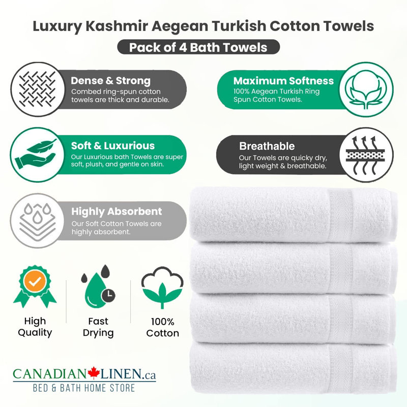Ensemble de 4 serviettes de bain 100% coton 4 pièces