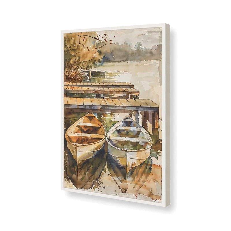 «Still Waters and Canoes», reproduction encadrée, H 17 po x l 13 po, Blanc opaque